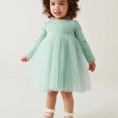 여아용 메쉬 원피스, 귀엽고 세련된 어린이 원피스, 긴팔 어린이 원피스, 가을 공주 원피스, 2024 신제품  Best5