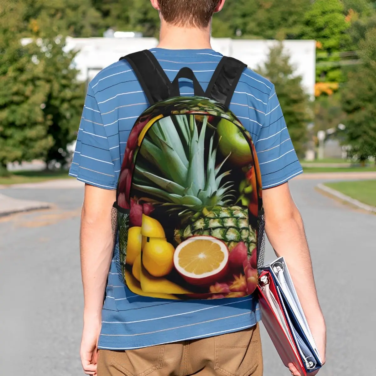 Vibrant Fruit Collage Backpack Student BookBag Children School Bag Computer Shoulder Bags for Men Women