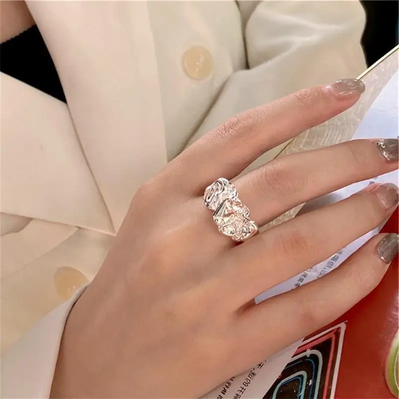 XIYANIKE Summer Irregular Lava Cuff Finger Rings For Women Girl Hip Hop Fashion New Jewelry Friend Gift Party anillos mujer