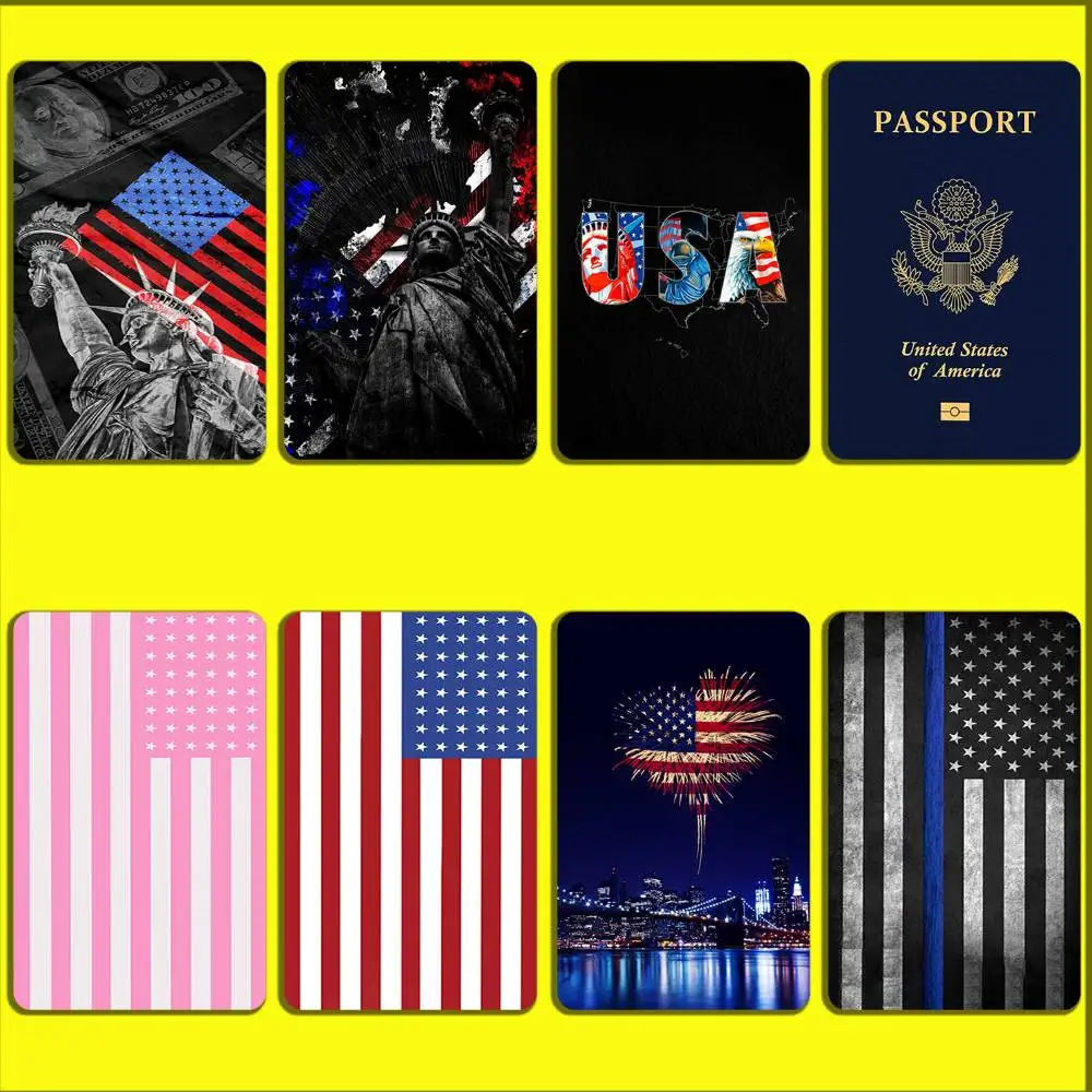 Statue Liberty America USA Flag Passport Card Stickers For Debit Bank Credit Cards Metro Bus Pass Sticker Decoration Cover Skin