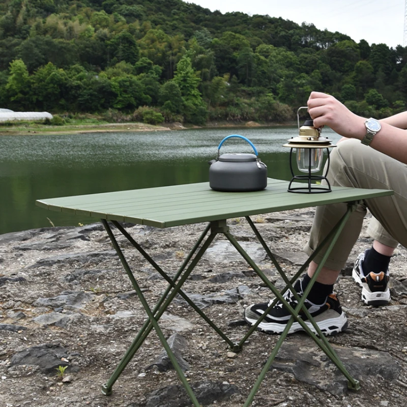 Outdoor folding table ultra lightweight portable picnic table, aluminum alloy camping barbecue table, travel dining table