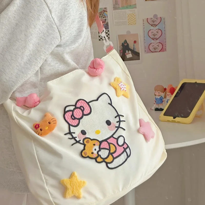 Kawaii Hello Kitty Y2K Fashion Soft Shoulder Bags Cute Cartoon Versatile Large Capacity Tote Handbags Birthday Gifts Girls Women