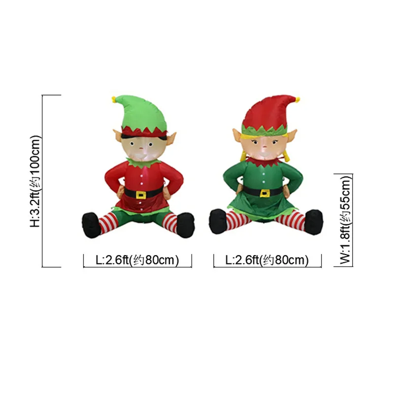 NUOVE decorazioni natalizie gonfiabili Ornamento per bambola elfo giocattolo gonfiabile natalizio per esterni illuminato a LED