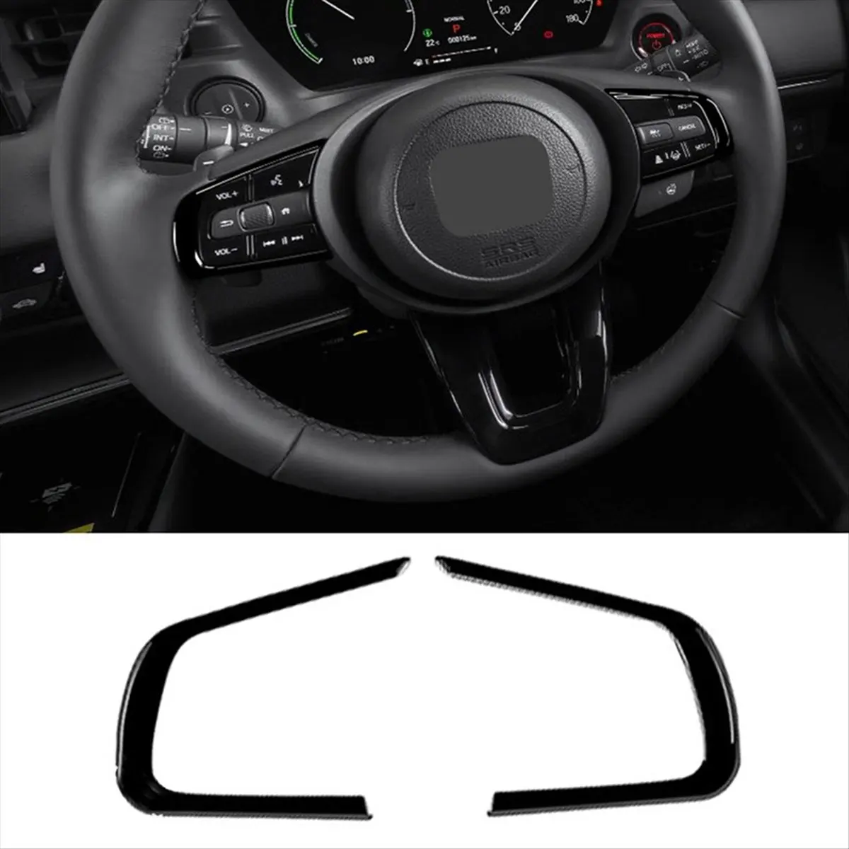 ABQE Car Glossy Black Steering Wheel Panel Cover Trim Decoration Frame Sticker for Honda Vezel HR-V HRV 2021 2022