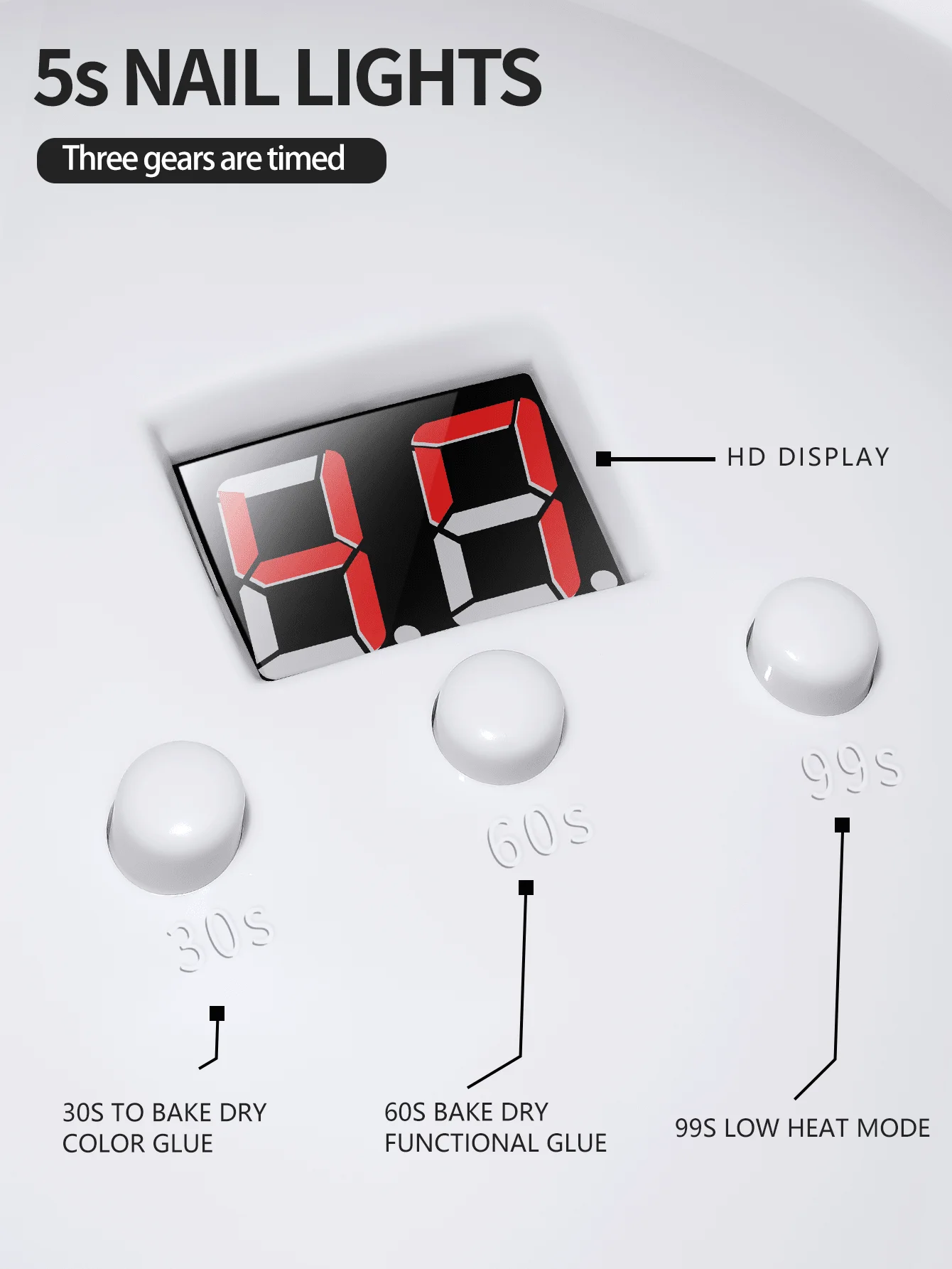 XEIJAYI 1 st witte UV LED-nagellamp 20 lampkralen, nageldroger gellaklicht, UV-nagellamp met 3 timerinstellingen LED-droger