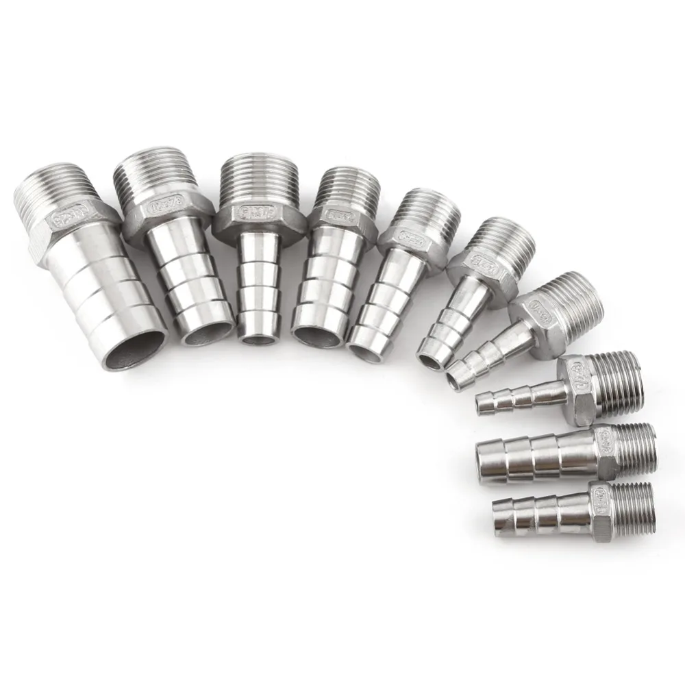 304 Stainless Steel Male Threaded Joint Hose Elbow Water Pipe Reducer 1/4 1/2 (6 8 10 12 15 20mm)