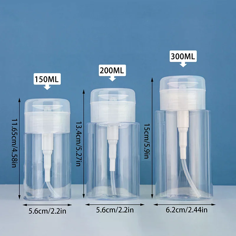 Bouteille rechargeable de voyage Portable 100/150/200ml, vide en plastique, dissolvant de vernis à ongles, liquide d'alcool, bouteille distributrice de pompage