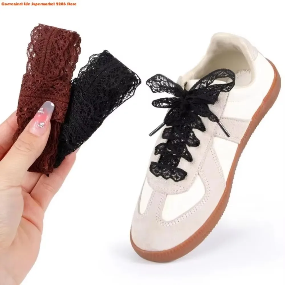1 Pair 3CM Wide Flat Lace Shoelaces for Women Girls, Flat Shoestrings Replacement for Sneakers Casual Shoes