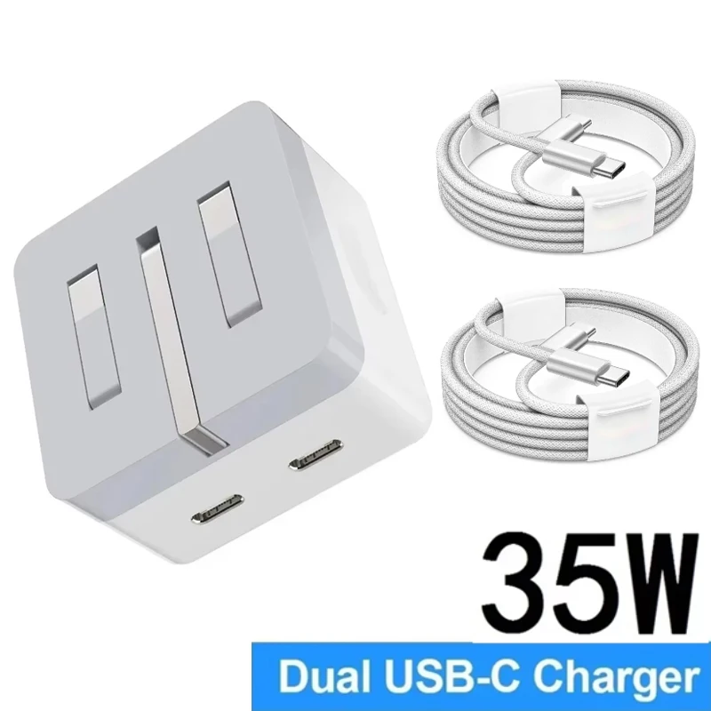 35W Dual USB C Ports Fast Charging PD Wall Charger Power Adapter Foldable UK US Plug For Iphone 15 1