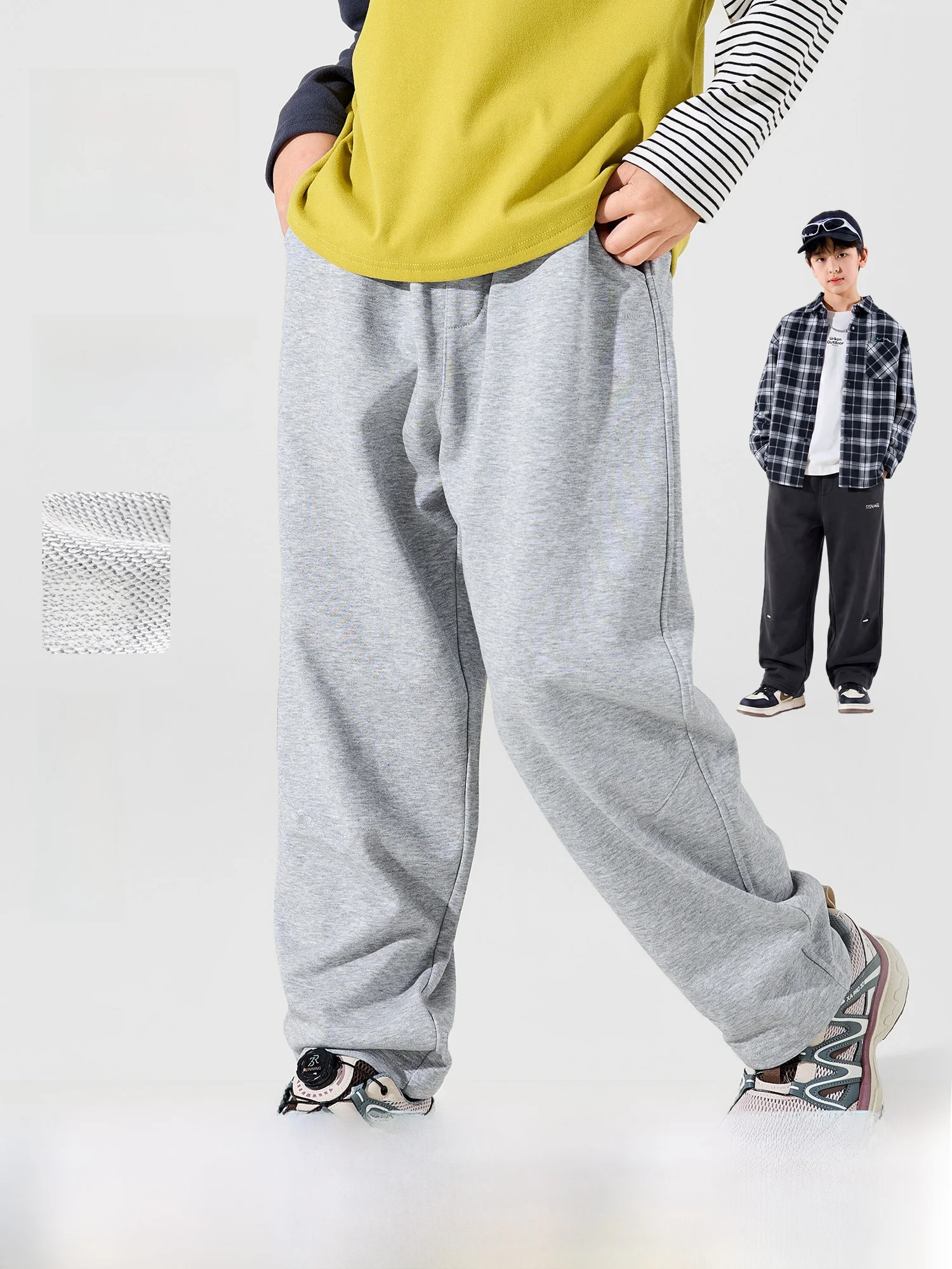 Bluem Boys Sports Pants Thin Outdoor Autumn Clothes for Children Casual Cotton Blend Fabric mid Waist Cone Shape Long Pants