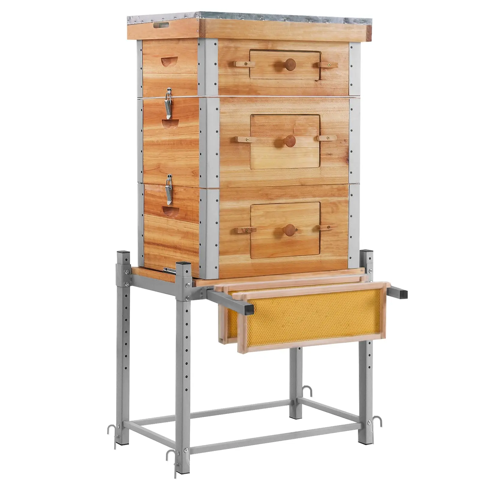 Free ShippingHive Box 10 Fe Upgrade With All -Around Metal Fe Castle Coated With 100% Swax Includes Waxed Foundations,2 Deep Box