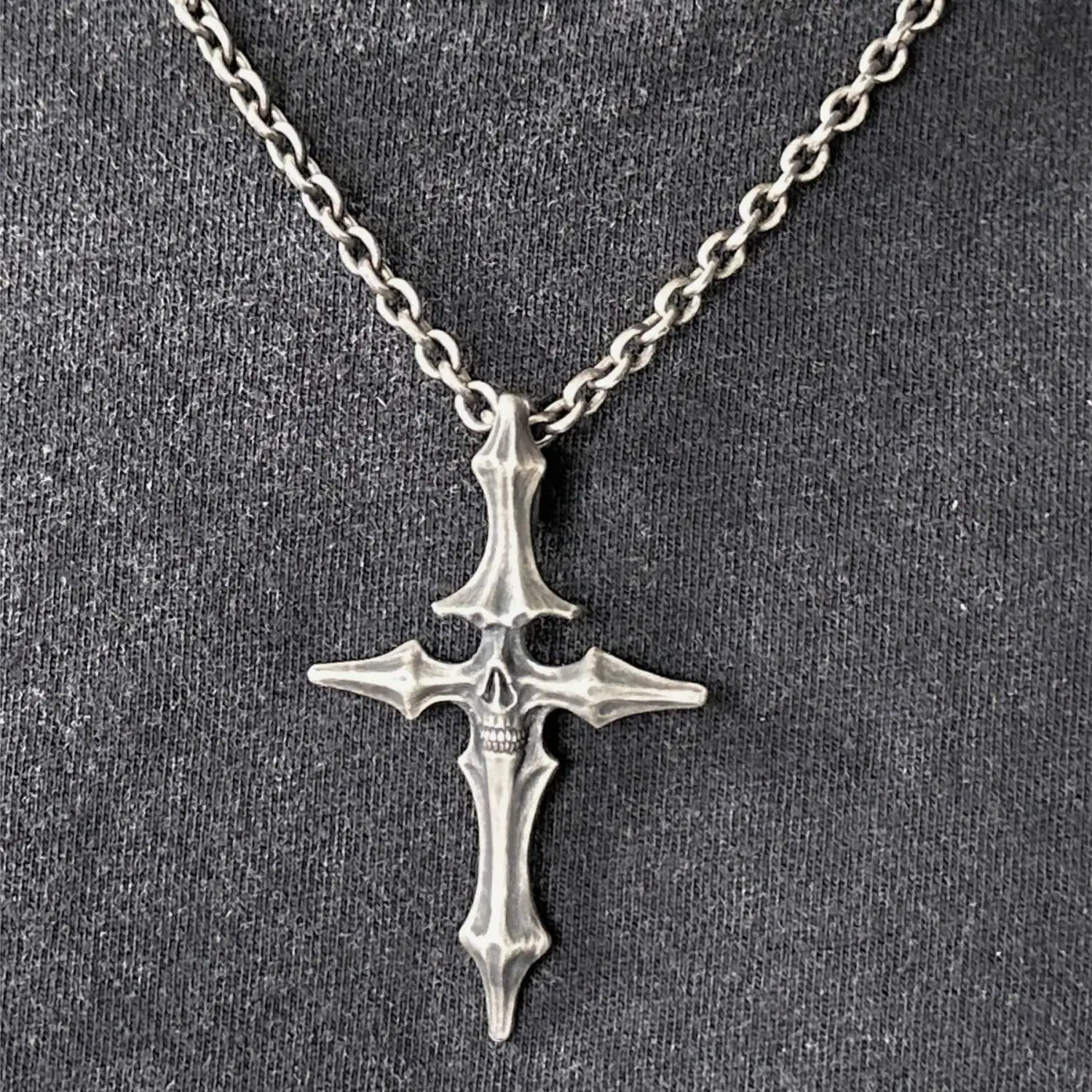 Retro Bone Cross Pendant Skeleton Necklace Accessory Creative Gifts for Men's