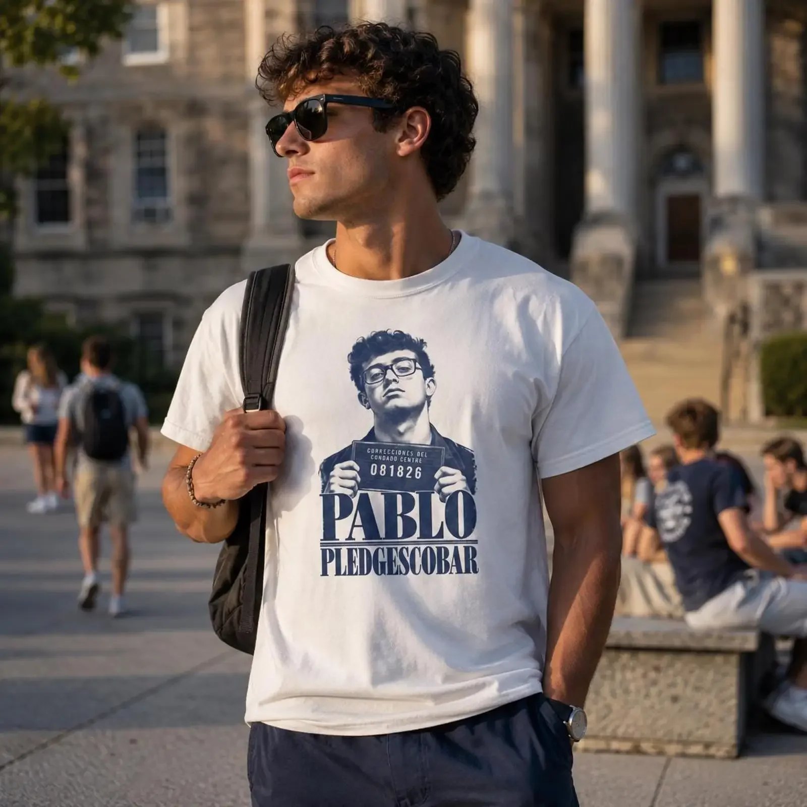 Pablo Pledgescobar T Shirt College Fraternity Satire Vintage Mugshot  vintage Washed designer clothes Stylish