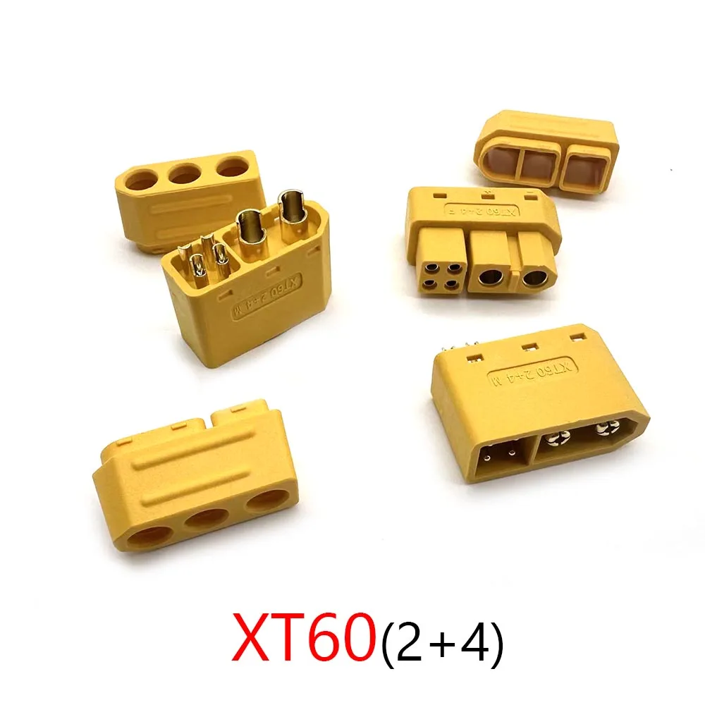 1 مجموعات الأصلي Amass XT60 (2 + 4) ذكر أنثى المكونات مع إشارة دبوس وغمد لحام سلك نموذج الملحقات