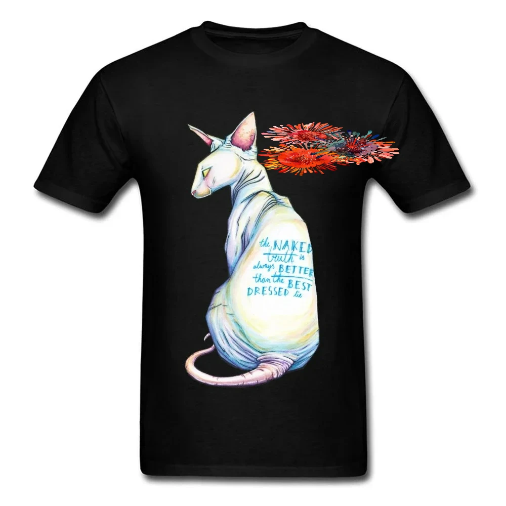 The Naked Truth Funny Sphynx Hairless Cat T-Shirt 100% Cotton O-Neck Summer Short Sleeve Casual Mens T-shirt Size S-3XL