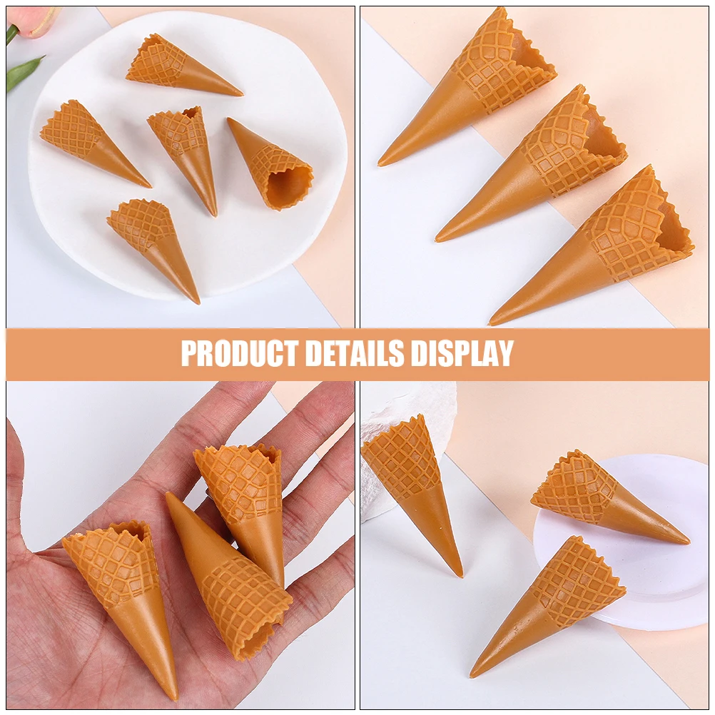 

15 Pcs Simulated Ice Cream Bottom Holder Reusable Cones Empty Shells Fake Charm Mini Small Pvc Prop