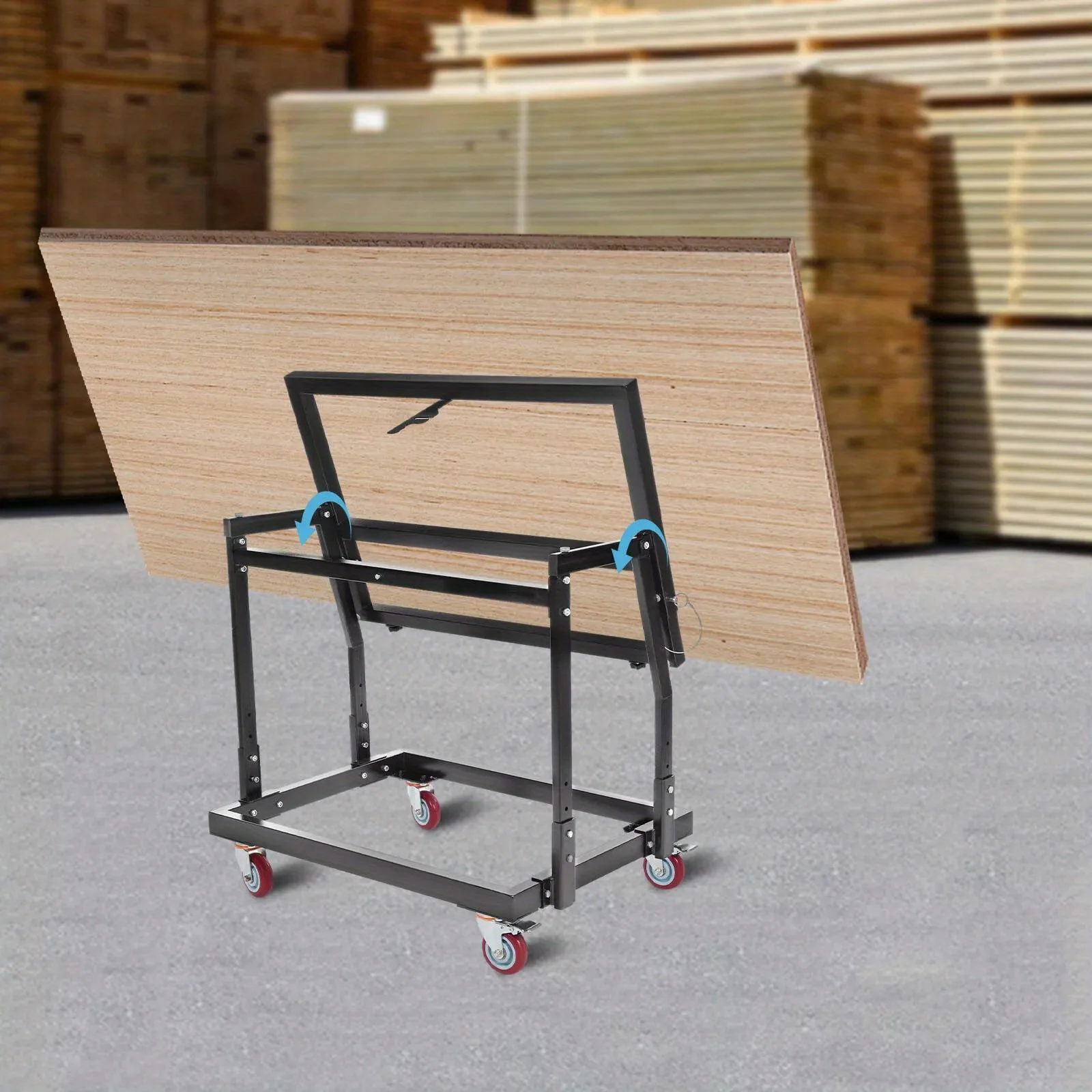 عربة الحوائط الجافة شديدة التحمل 1000 رطل - عربة إمالة ذات 4 عجلات دوارة مع فرامل ورف عرض - متينة ومحمولة للمستودعات
