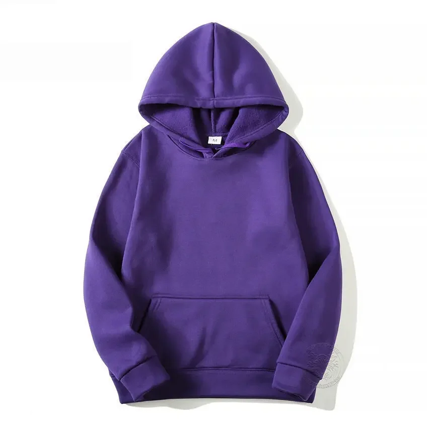 Spring and Autumn Trendy Solid Color Sports Hoodies Fleece Men's and Women's Sweatshirts Trendy Pullovers Couples Hoodies S-3XL