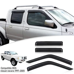 Car Window Visor Sun Rain Guards for Nissan Navara D22 1997-2005 Wind Deflector Weathershield Smoke black Dual Cab Accessories
