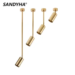 SANDYHA Nordic Modern Simple Style 360 Degree Rotating Spotlight Surface Mounted Gold Ceiling LED Pendant Aluminum Wall Lamps