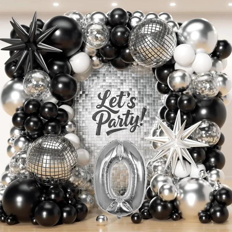 

Silver and Black Balloon Sets With Digital Balloons and Latex Balloons Suitable for Graduation Parties and Birthday Decorations
