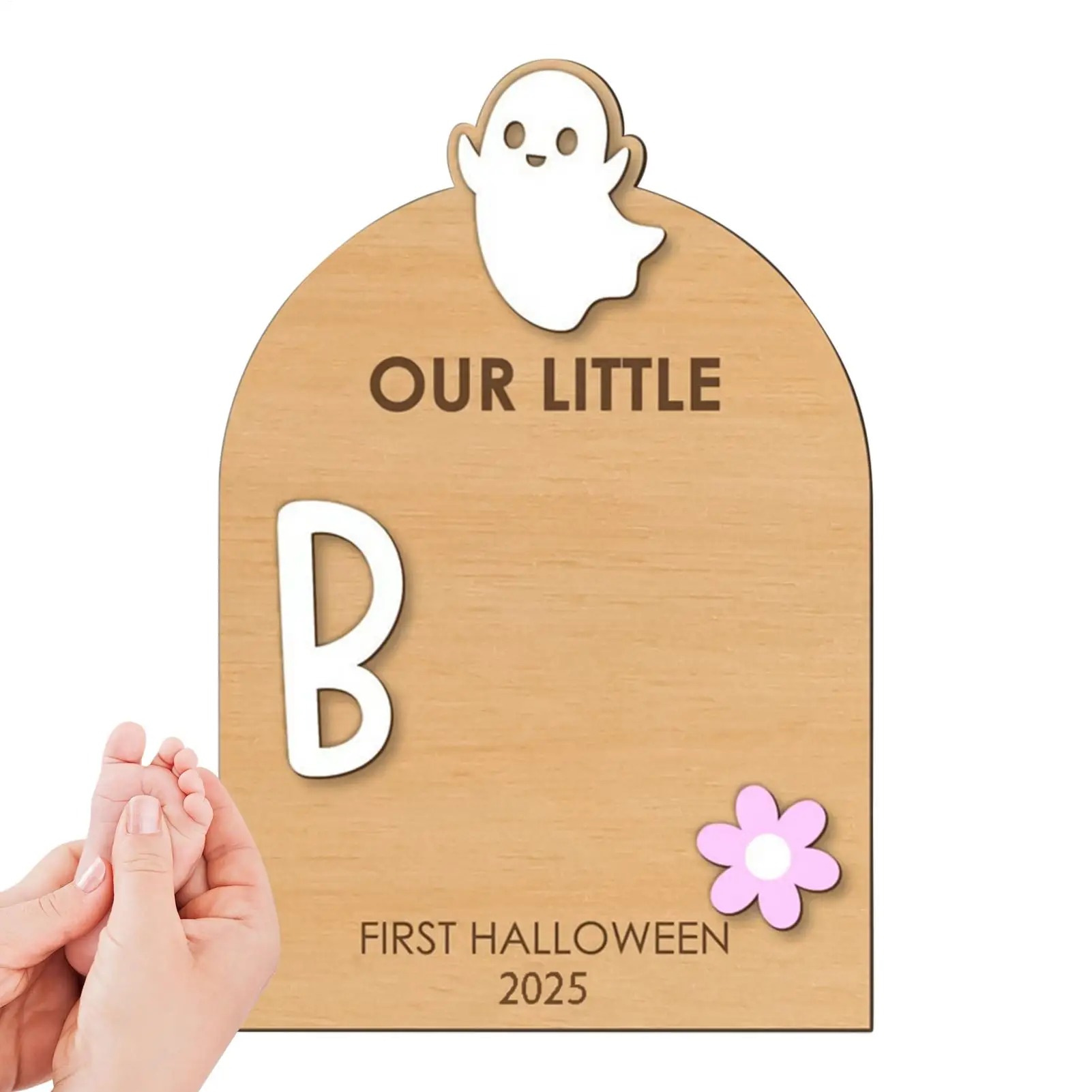 

18x26cm Baby Hands Set Wood Halloween Baby Hand And Footprint Kit For Boys Girls Baby's First Halloween Keepsake Craft Kit