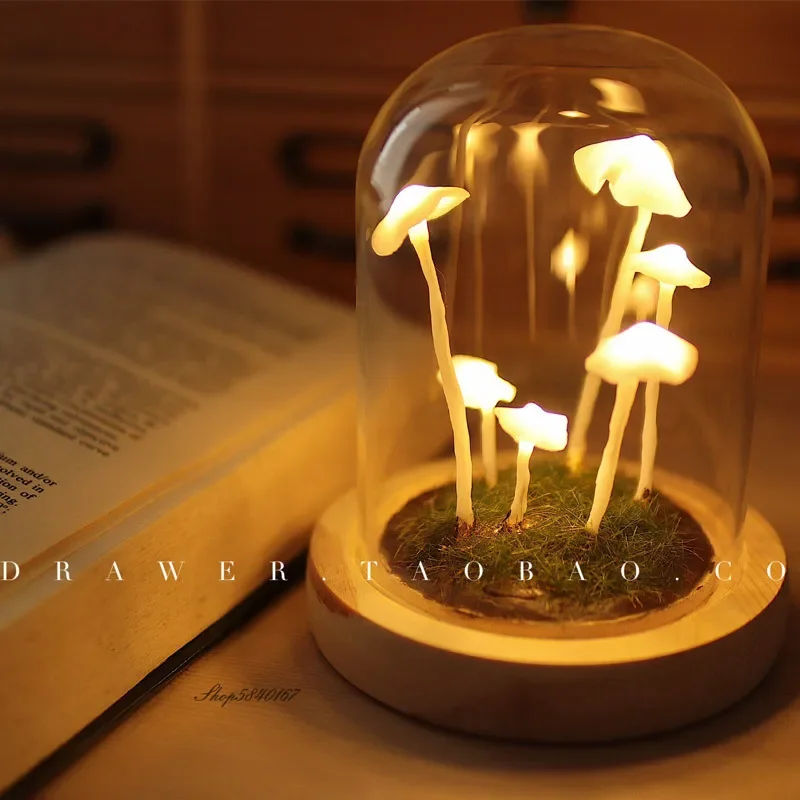 Handmade Diy Material Package Night Light Original Retro Mushroom Led Night Lamp Decoration Children Christmas Gifts AAA Battery