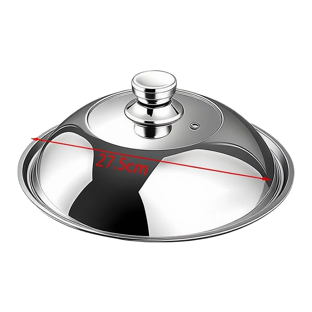 Stainless Steel Pot Lid with Heat Resistant Glass Insert and Balanced Dome Geometry for Effective Steam Management
