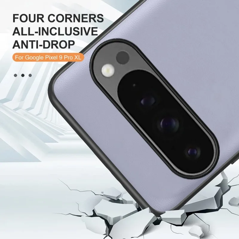 حافظة لهاتف جوجل بيكسل 10 برو XL حافظة هاتف جلدية PU عادية لهاتف Pixel10Pro XL غطاء غير لامع من السيليكون المقاوم للصدمات حافة ناعمة الغطاء الخلفي