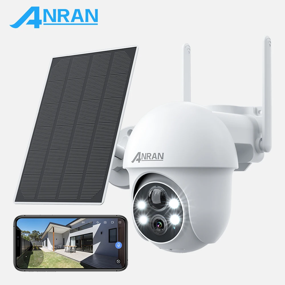 ANRAN 5MP Solar Battery Wifi Camera 360° Rotation Security Surveillance Camera Outdoor Wireless Humanoid Detection Siren Alarm