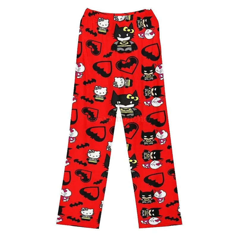 New cartoon Hello Kitty Spider-Man Batman thin loose printed pajamas trousers for men and women cartoon home casual wear