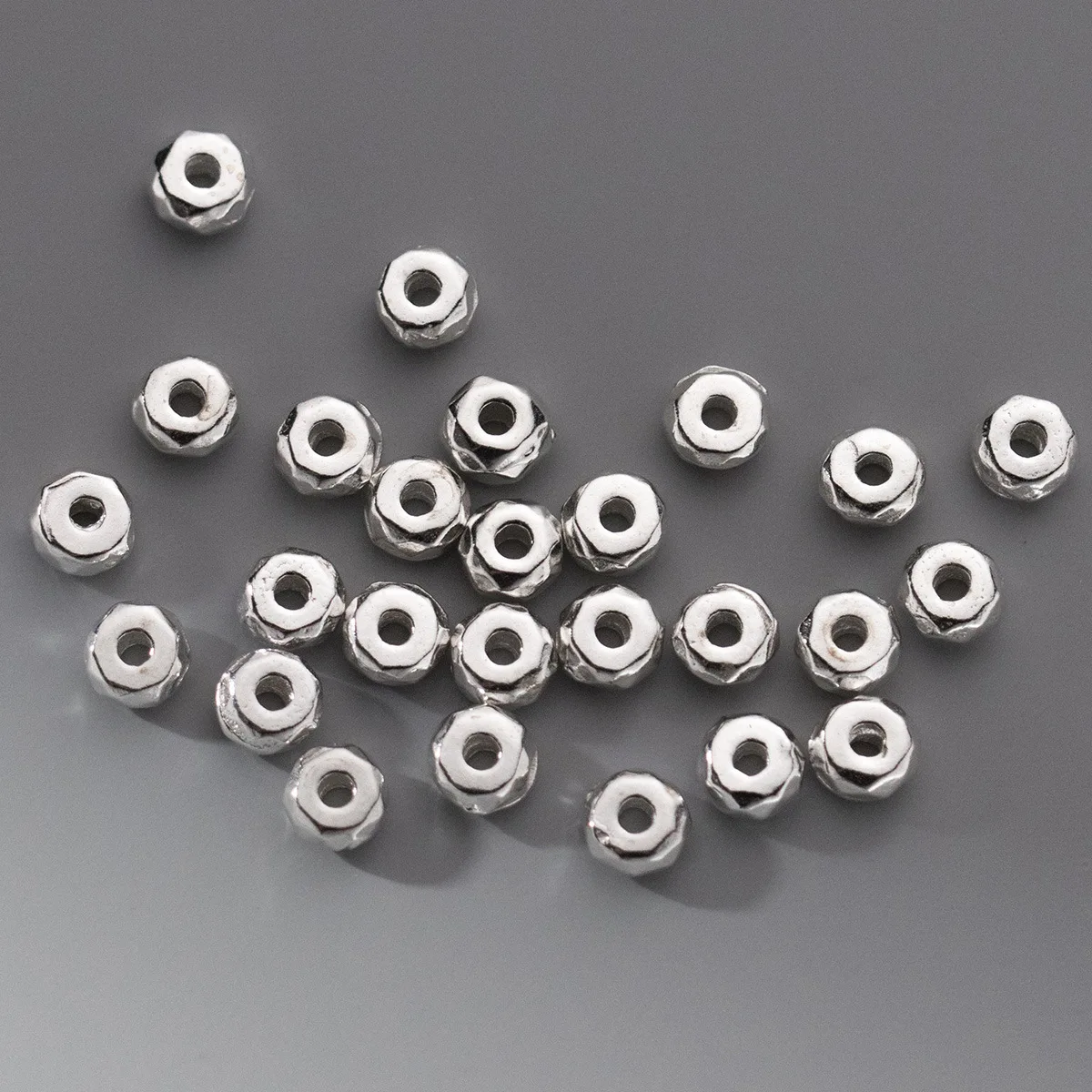 

100% Real Sterling 925 Silver Through-hole Septal Beads Charm Geometry Diy Material Accessory For Bracelet Necklace S1364