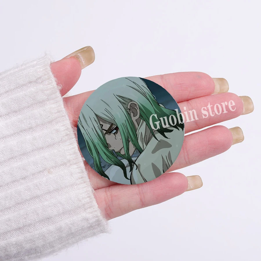 New Dr. Stone Fanart Senku and Gen Pins Icons Button Badge Brooch Cartoon Badge Pins Fun Badge Decor Fans Collect Friends Gifts