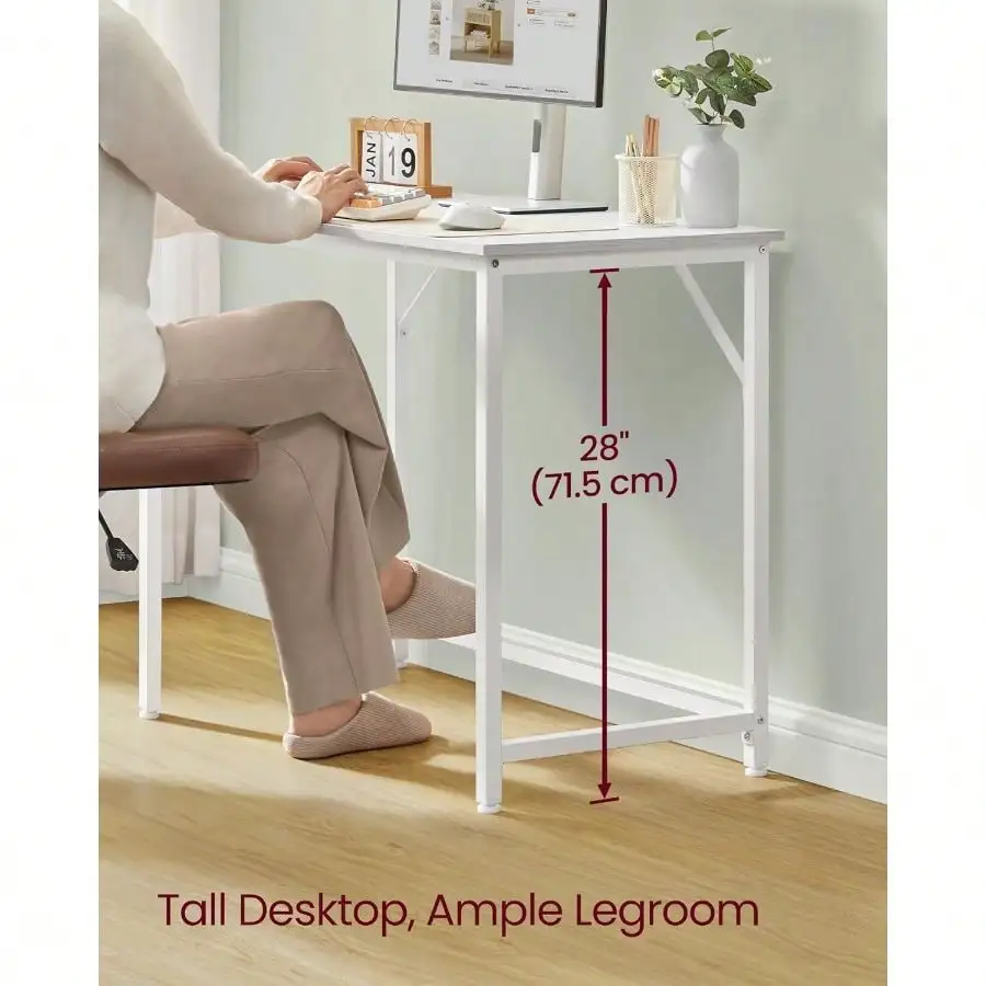 Computer Desk, Gaming Desk, Home Office Desk, For Small Spaces, 19.7 X 39.4 X 29.5 Inches, Modern Style, Metal Frame, White