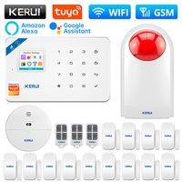 KERUI W181 GSM WIFI Connection Home Security Alarm System Tuya  APP Receiving Color Screen Mobile Wireless Burglar Alarm  Siren