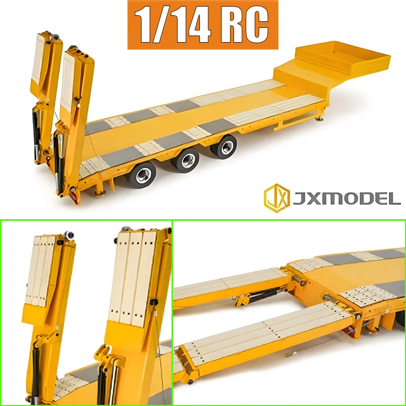 1:14th Scale JXmodel 1/14 Simulation 3 Axiles Low-bed Trailer with Tail Plate for Tamiya RC Truck JXmodel Car