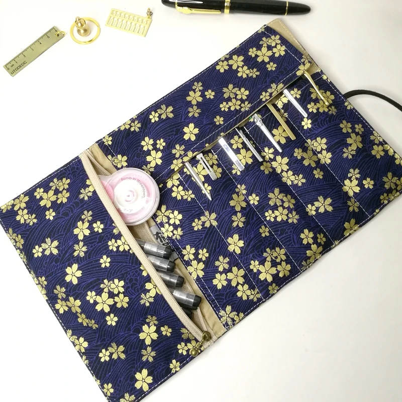 

Kawaii Pencil Pouch Case, Retro Rolling Curtain Pen Bag, Pen Storage Stationery Bag, Pen Box, Pen Curtain, Large Capacity