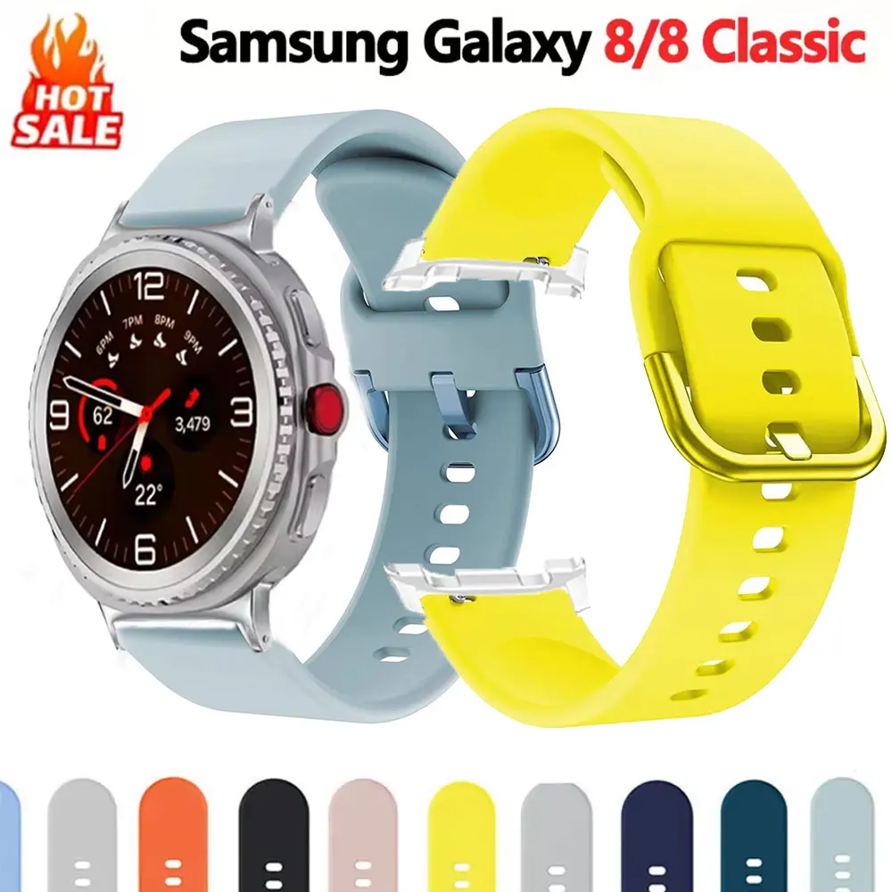Original Silikonarmband für Samsung Watch 8-Serie, weiches Sport-Armband für Galaxy Watch 8 Classic, ohne Lücken, Armband-Zubehör