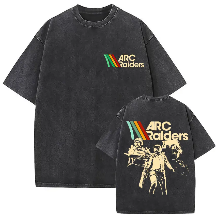 100% Cotton Arc Raiders T-shirt 2026 Game Vintage Washed Funny Graphic T-shirts Men's Women Casual Fashion Short Sleeve T-shirt
