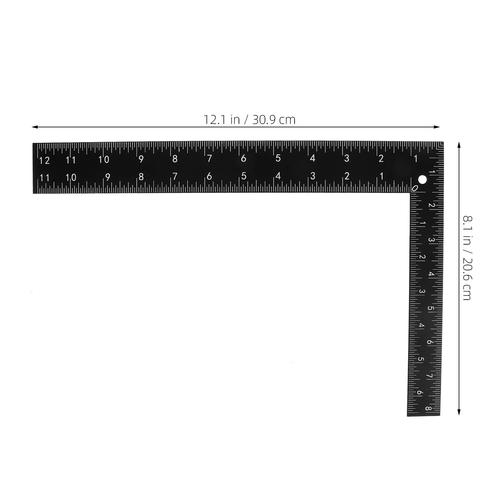 Professional Black Steel L Square Ruler Precise Measurement Tool for Crafting Woodworking Carpentry Drafting
