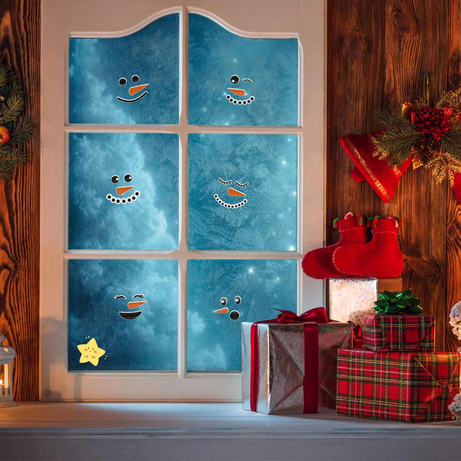 

Snowman Christmas Stickers Removable PVC Wall Sticker for Windows Doors Holiday Party Decoration Merry Christmas Wall Sticker