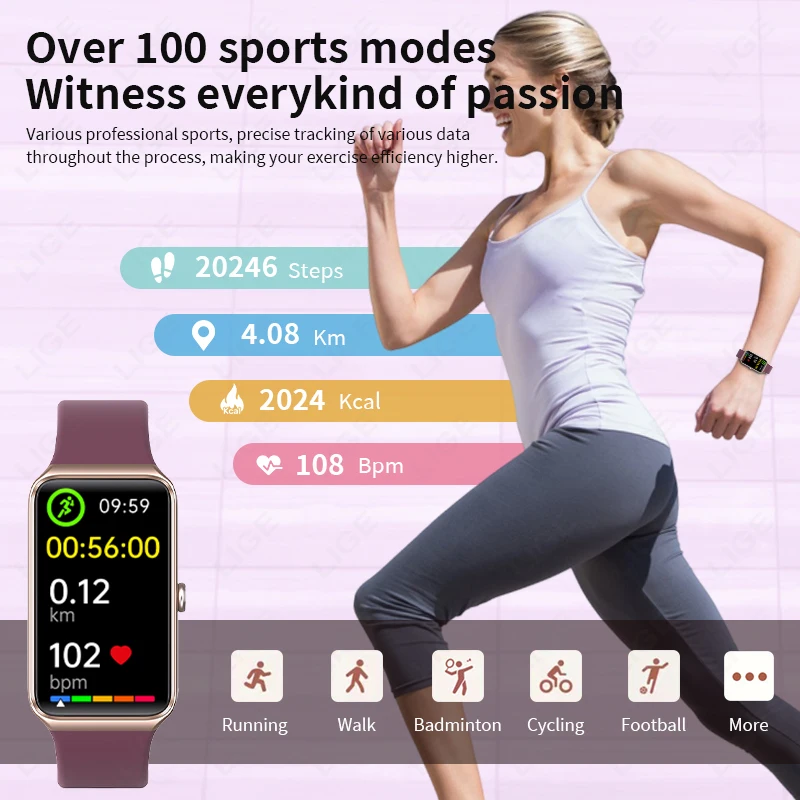 Reloj inteligente a la moda para mujer, monitorización de la presión arterial, pulsera deportiva para Fitness para hombre, relojes inteligentes con pantalla HD de 1,47 pulgadas para Xiaomi