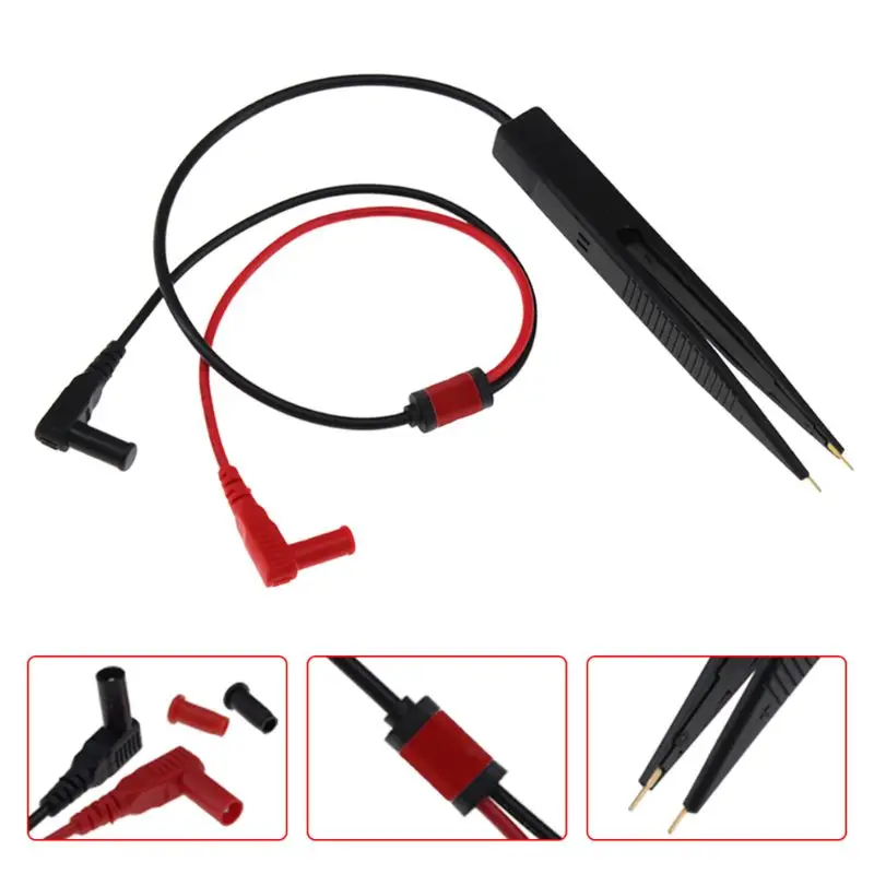 Multifunctional SMT Chip Resistance Test Clip Grip Probe Multimeter Meter Capacitor Tweezer