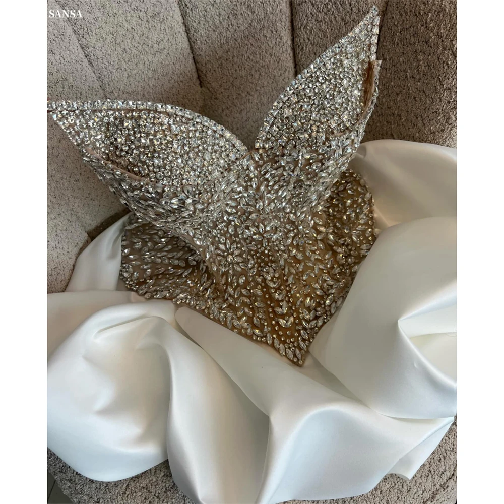 

Sansa Customized Silvery A-Line Rhinestones Sleeveless Prom Dress Bud Sweetheart Neck Vestidos De Noche Short Formal Evening