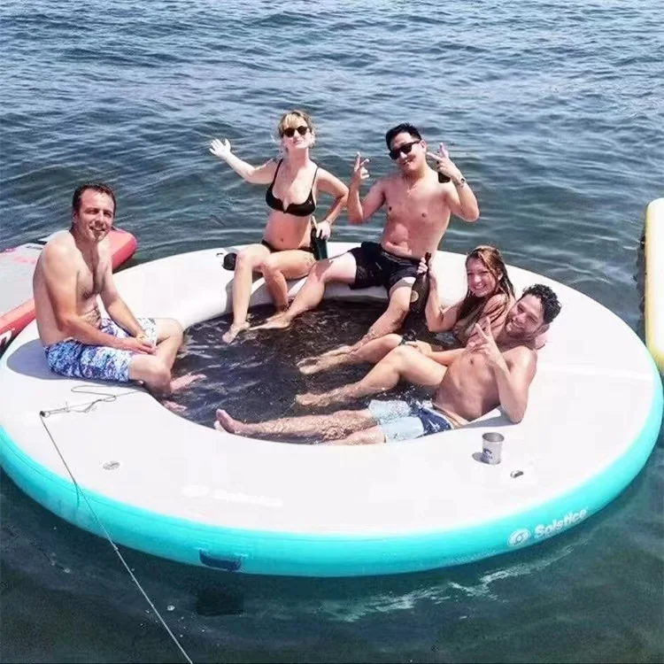 Heavy  Round Mesh Inflatable Floating Platform Water Floating Wharf Bridge Raft for Lake River Sea Pond Water Sports
