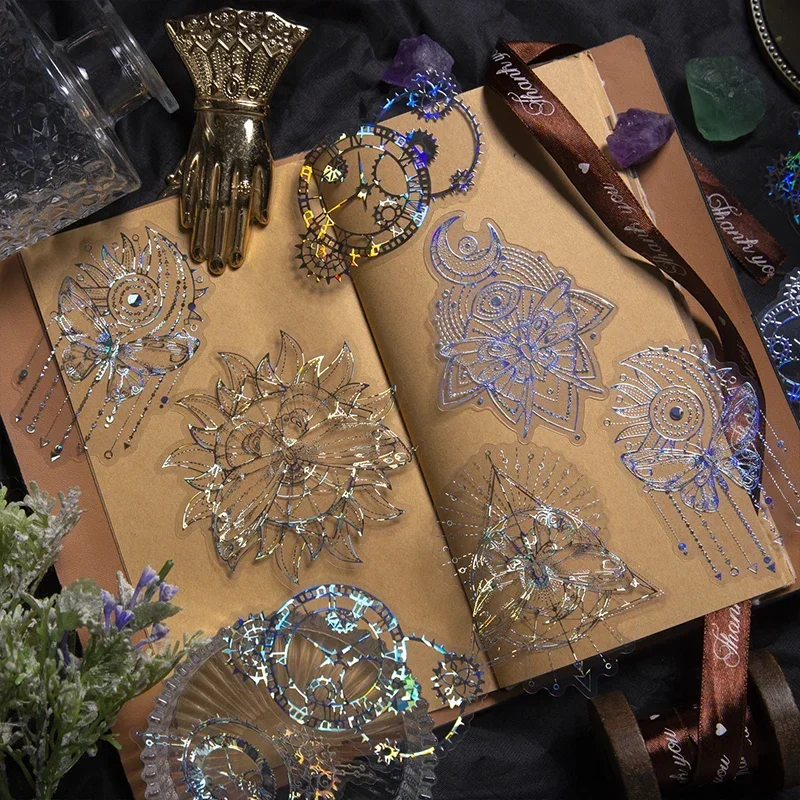 10Sheets Star Moon Journal PET Stickers Star Moon Series Decoration Supplies 10Pcs 6 Styles Optional kawaii stickers