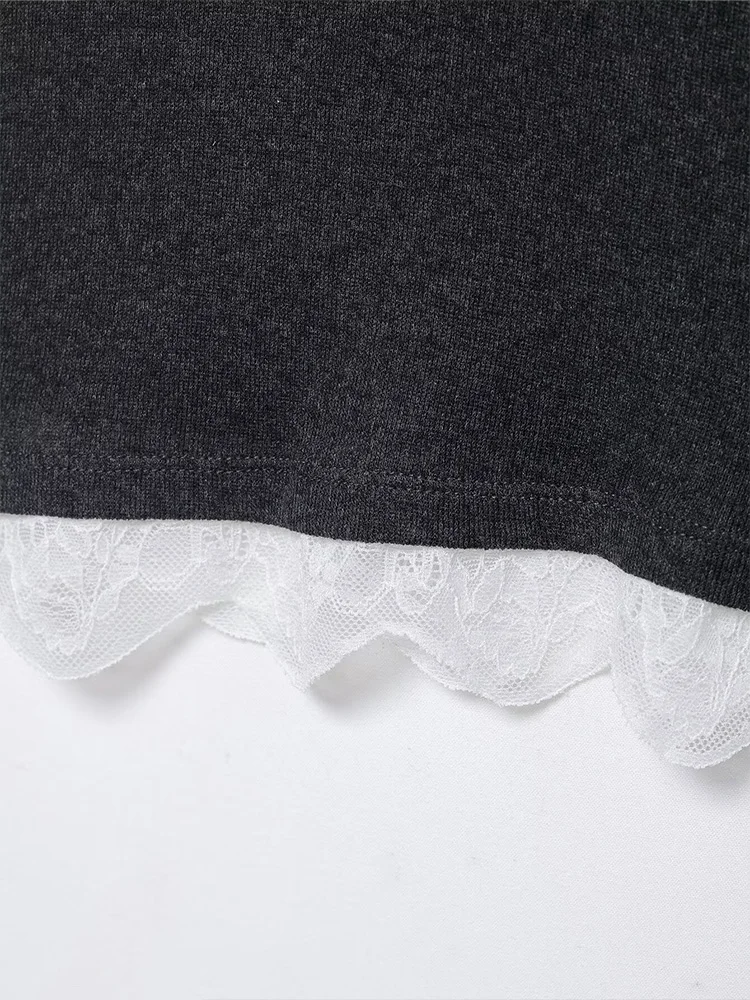 HH الصيف المرأة الجديدة أنيقة تنوعا حبال أكمام الخامس الرقبة الأعلى الإناث مثير عارية الذراعين الدانتيل الديكور الصلبة محبوك البنطال القصير