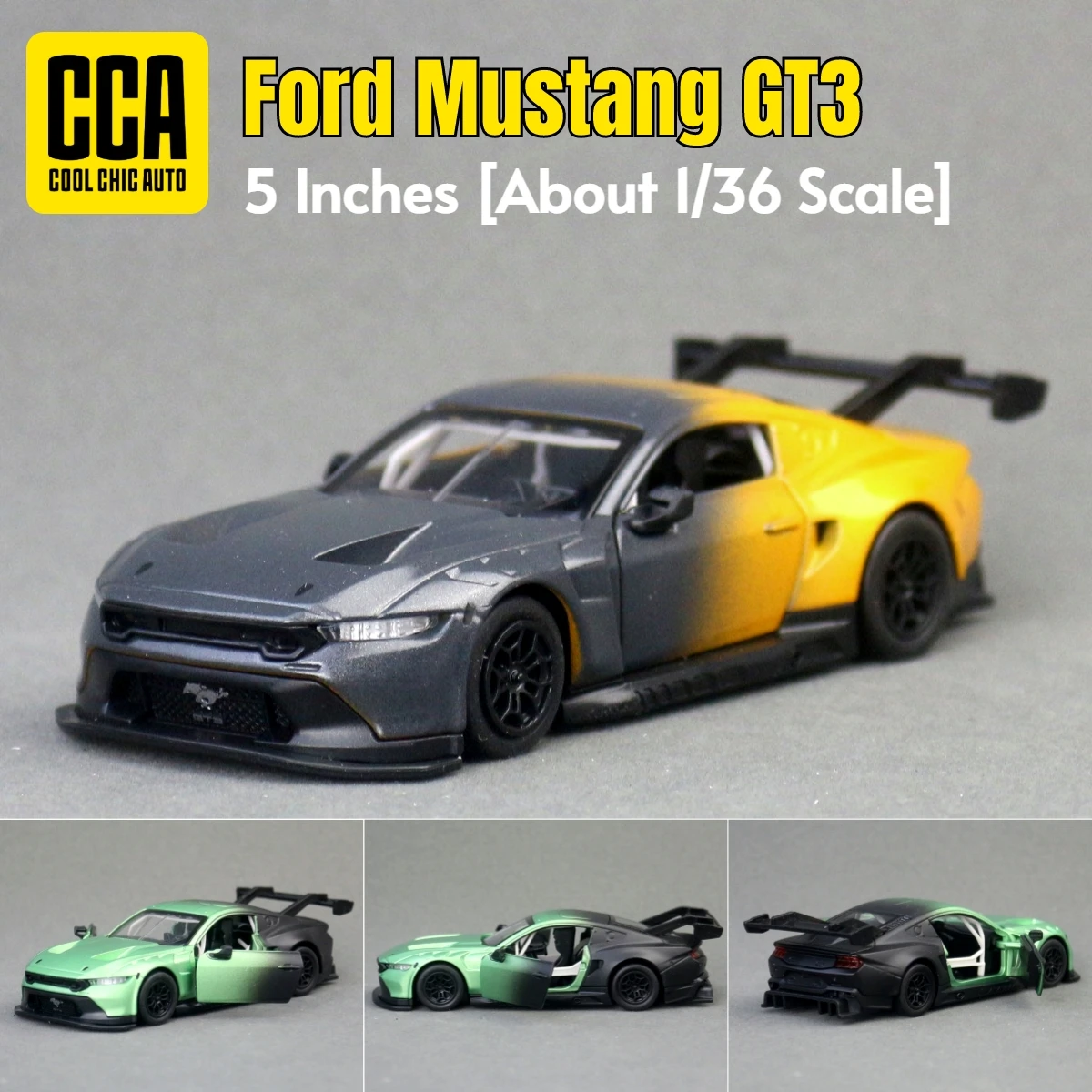 

CCA 1/36 Ford Mustang GT3 Super Sport Racing Toy Car Model 5 Inches Diecast Vehicle Miniature Pull Back Collection Gift Kid Boys