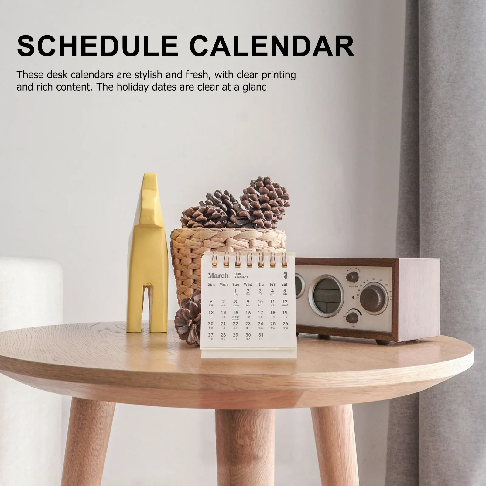 

5Pcs Mini 2022 Calendar Desktop Paper Planner Stylish Fresh Rich Content Foldable Design for Home Office Table Decor