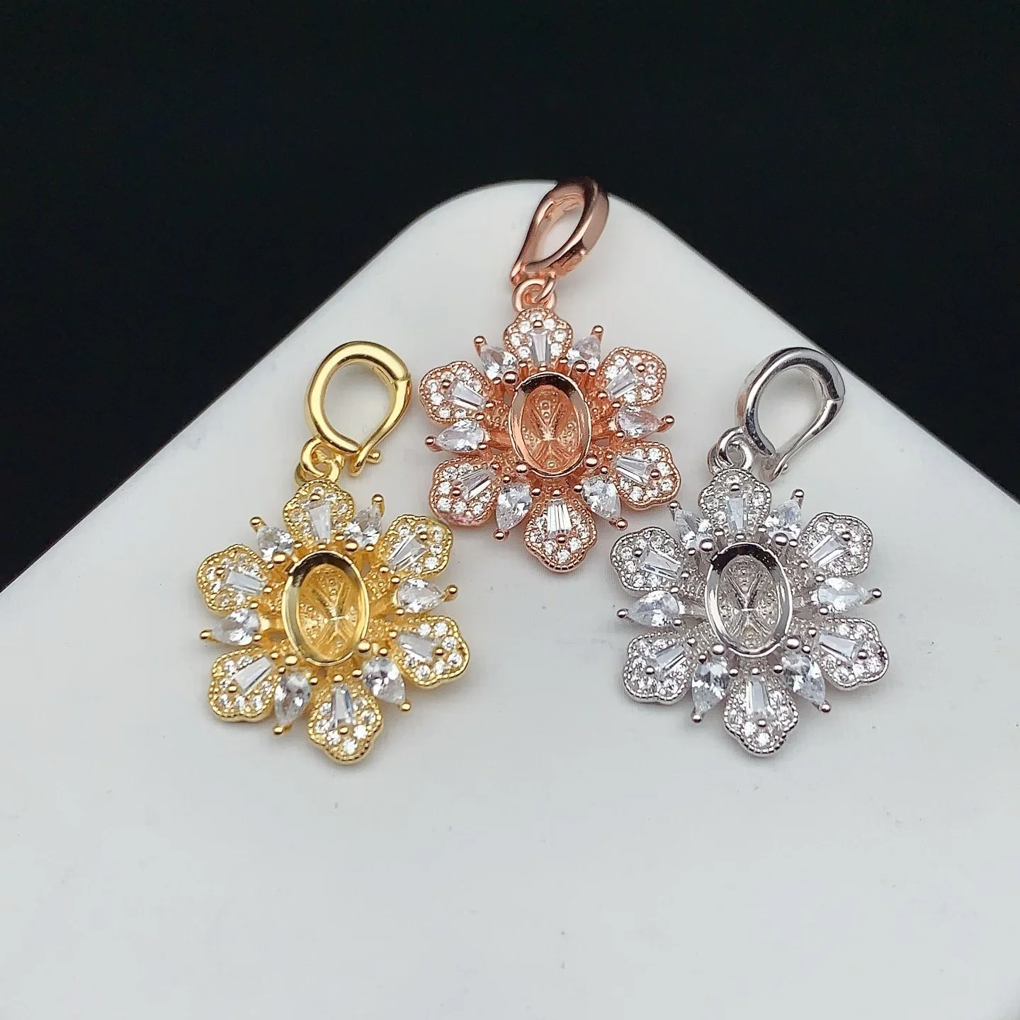 MeiBaPJ البطانة بيضاوي الشكل 5*7 مللي متر S925 فضة لتقوم بها بنفسك قلادة فارغة إعداد الهدايا النسائية غرامة مجوهرات التوصيل المجاني بالجملة #2